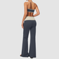 Wholesale Bandeau Contrast Color Flared Yoga Set – Tummy Control Fitness Outfit