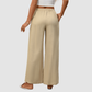 Wholesale solid color high-waisted cotton and linen wide-leg pants