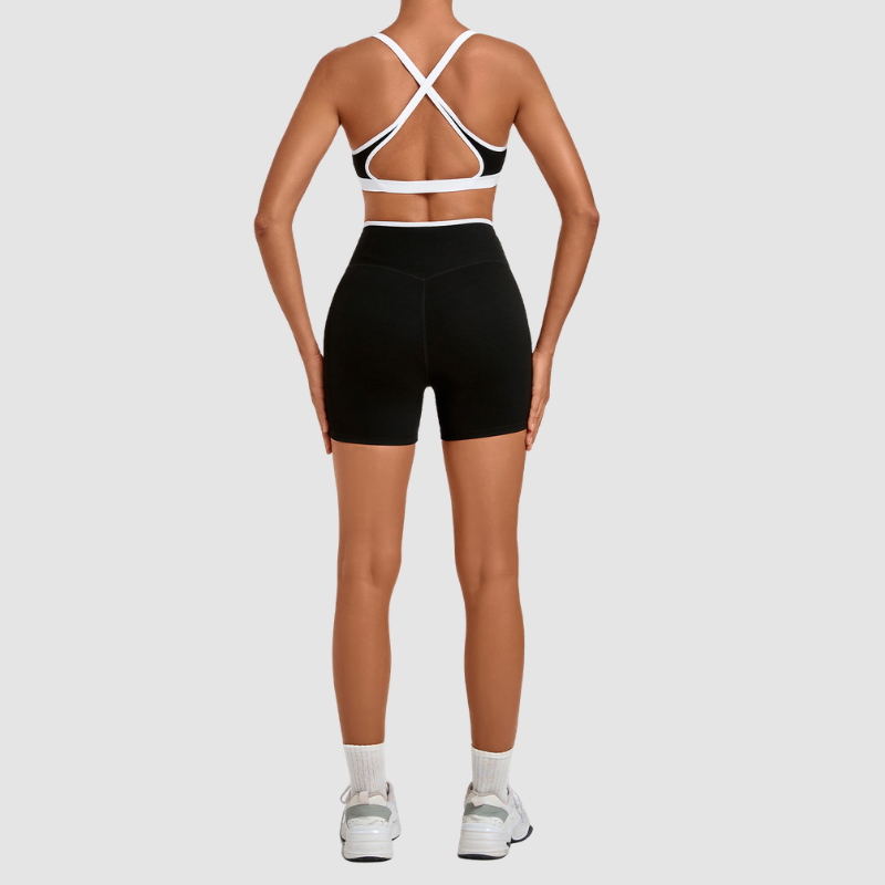 Wholesale Colorblock Detachable Hem Yoga Set Sports Bra & Short – Quick-Dry Activewear