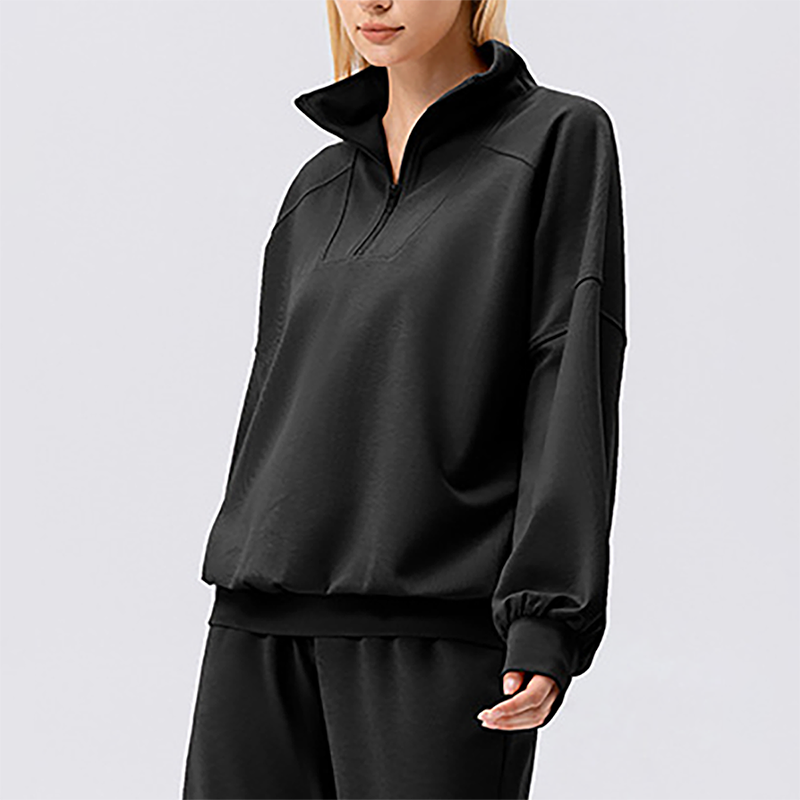 Wholesale Women's Half-Zip Pullover Sports Sweatshirt – Relaxed Fit Outdoor Running Jacket