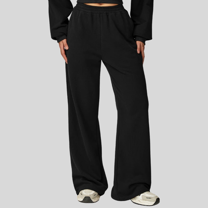 High-waisted wide-leg casual straight-leg pants