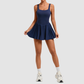 Wholesale Women's Open-Back Tennis Dress – Anti-Exposure Pleated Yoga Skirt