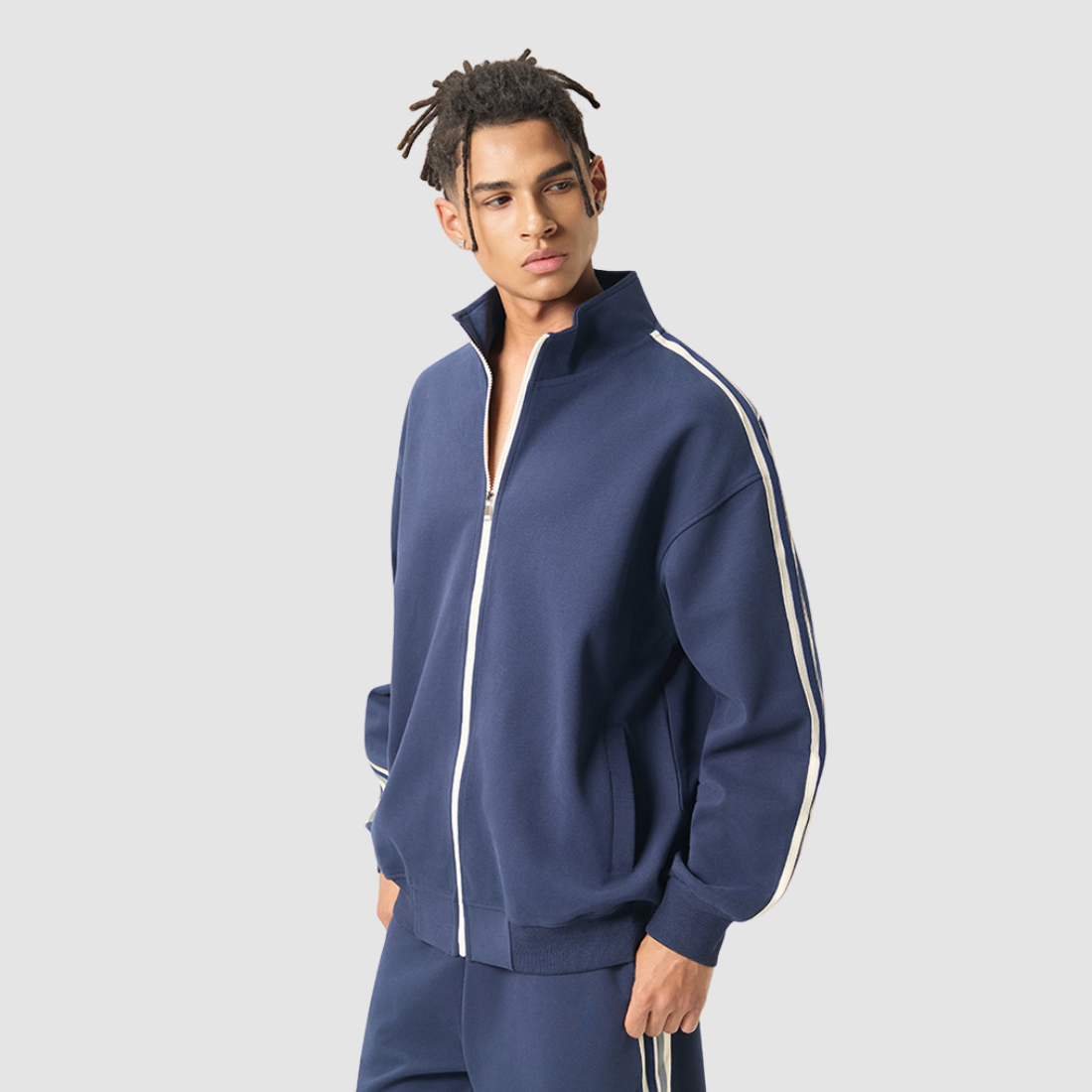 Wholesale Men’s Striped Zip Jacket + Track Pants Set