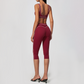 Wholesale Women's Colorblock Brushed Yoga Set: Sports Bra & Biker Shorts