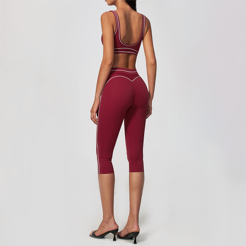 Wholesale Women's Colorblock Brushed Yoga Set: Sports Bra & Biker Shorts