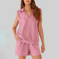 Wholesale Sleeveless V-Neck Tank & Shorts Set – Casual Athleisure 2-Piece with Pockets