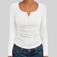 Wholesale Women's Button V-Neck Long Sleeve Ribbed Knit Top
