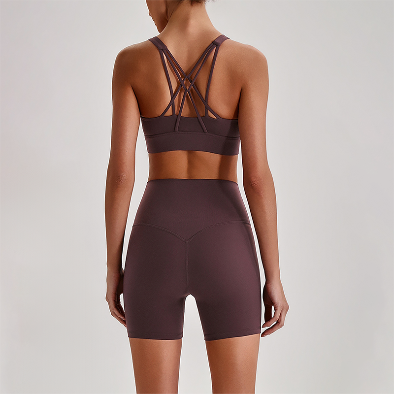 Wholesale Women's Quick-Dry Naked Feel Vest+Fitted Biker Shorts Yoga Set