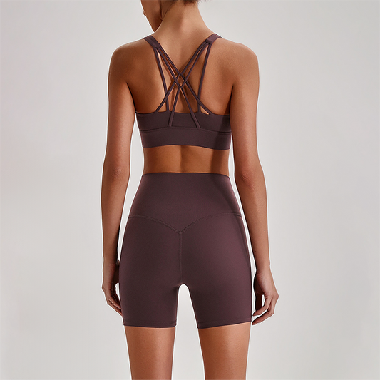 Wholesale Women's Quick-Dry Naked Feel Vest+Fitted Biker Shorts Yoga Set
