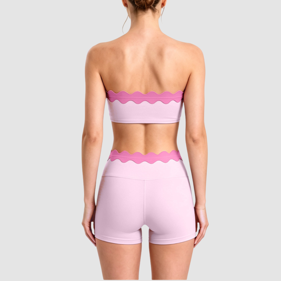Women's Activewear Padded Color-Block Sports Bra & High-Waist Shorts Yoga Set
