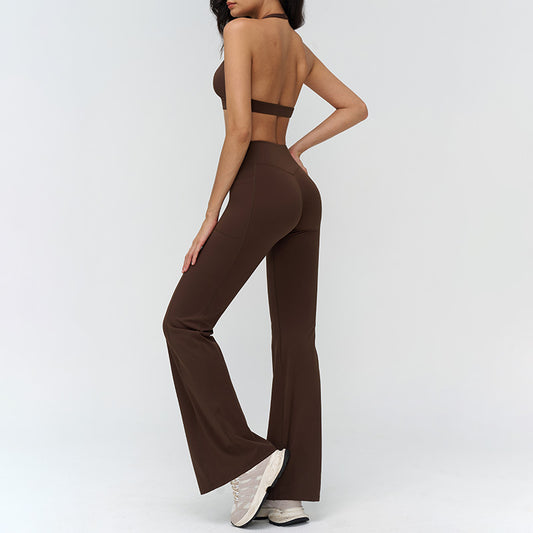 Wholesale Halterneck backless bra + Flared | Wonderxfans bulk activewear