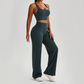 Wholesale Women's Peach Lift High Waist Flare Pants Yoga Set – Cross Back Sports Bra 0258