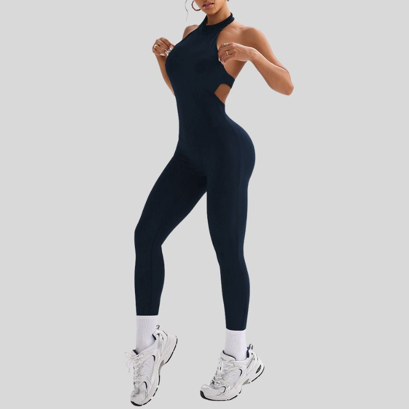 Halter neck and backless jumpsuit