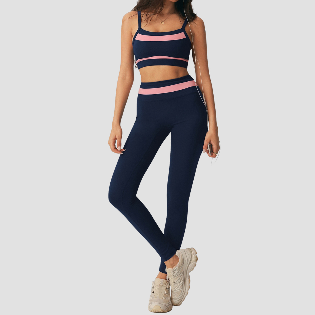 Wholesale Women's Padded Cami Bra +Hip-lift Cropped Pants Yoga Set