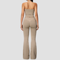 Wholesale Women's Seamless Yoga Set: Strappy Tank Top & Flare Pants – High-Stretch w/ Chest Pad