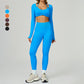 Seamless halter long sleeve top + High-waisted leggings 2-Piece Set