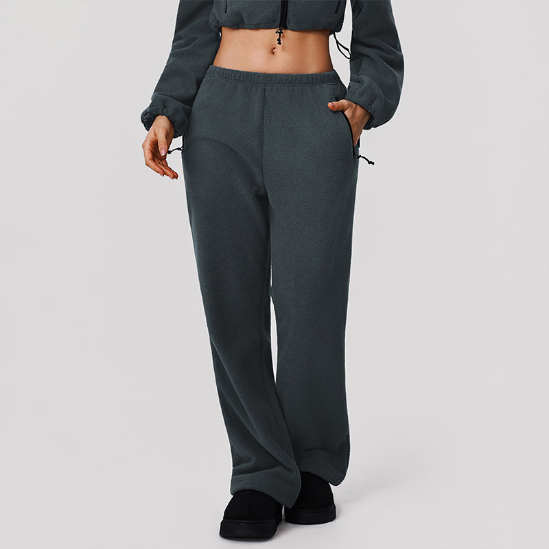 Wholesale fleece wide-leg sweatpants