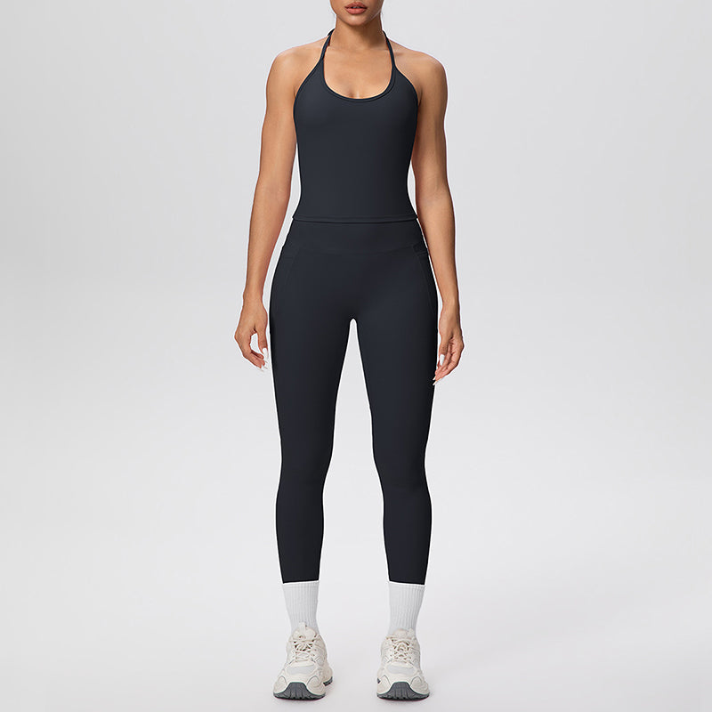 Wholesale backless tank top + pocket leggings