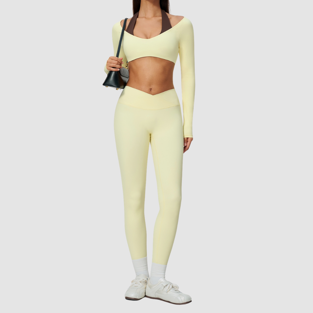 Wholesale Women's Brushed Long-Sleeve Top + Leggings Sports Set