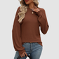 Wholesale Women's Ribbed Long Sleeve T-Shirt – Loose Ruffle-Sleeve Top