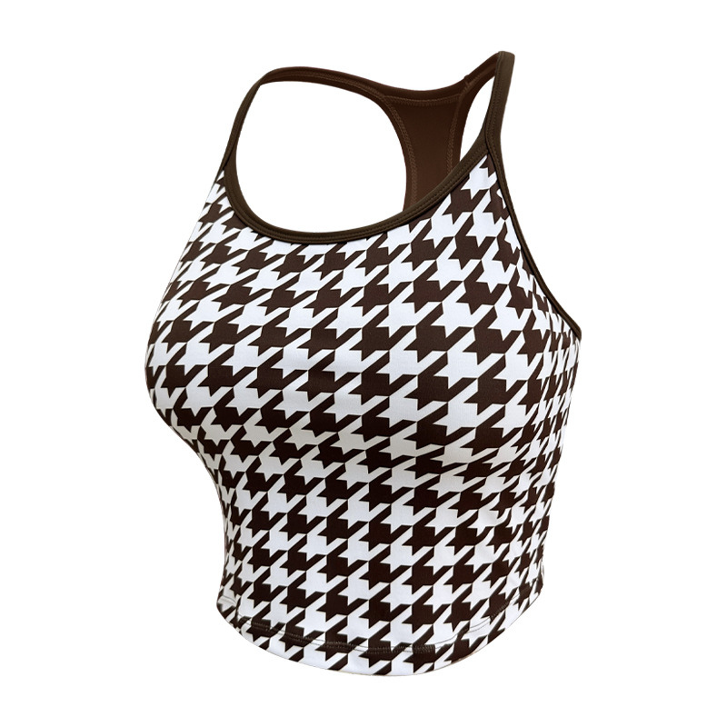 Wholesale Women's Halter Neck Printed Yoga Bra Top with Racerback