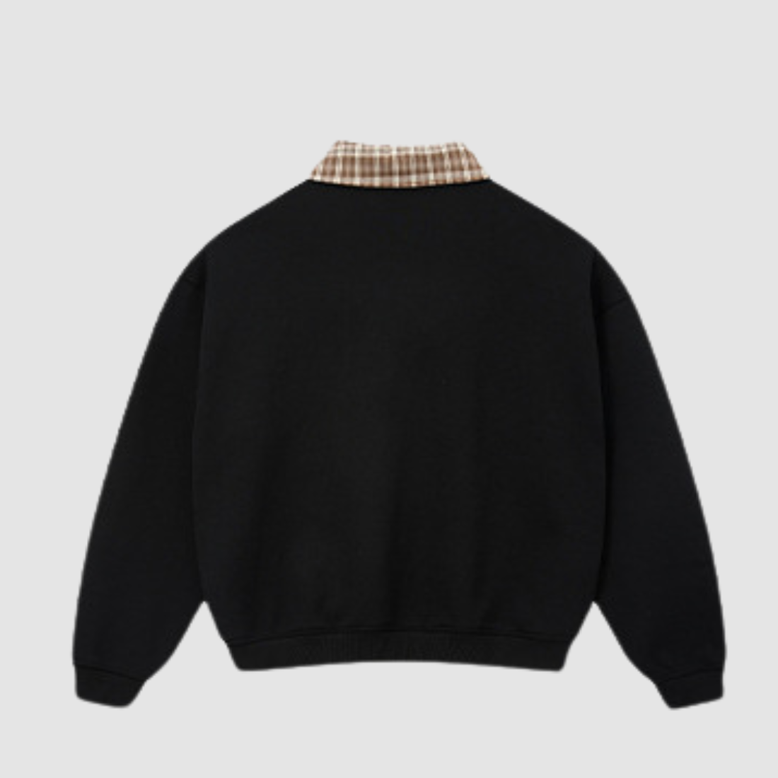 Wholesale Men’s Relaxed Plaid Half-Placket Polo Sweatshirt