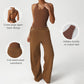 Cross Back Bodysuit + Wide Leg Pants 2-Piece Set