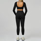 Seamless halter long sleeve top + High-waisted leggings 2-Piece Set