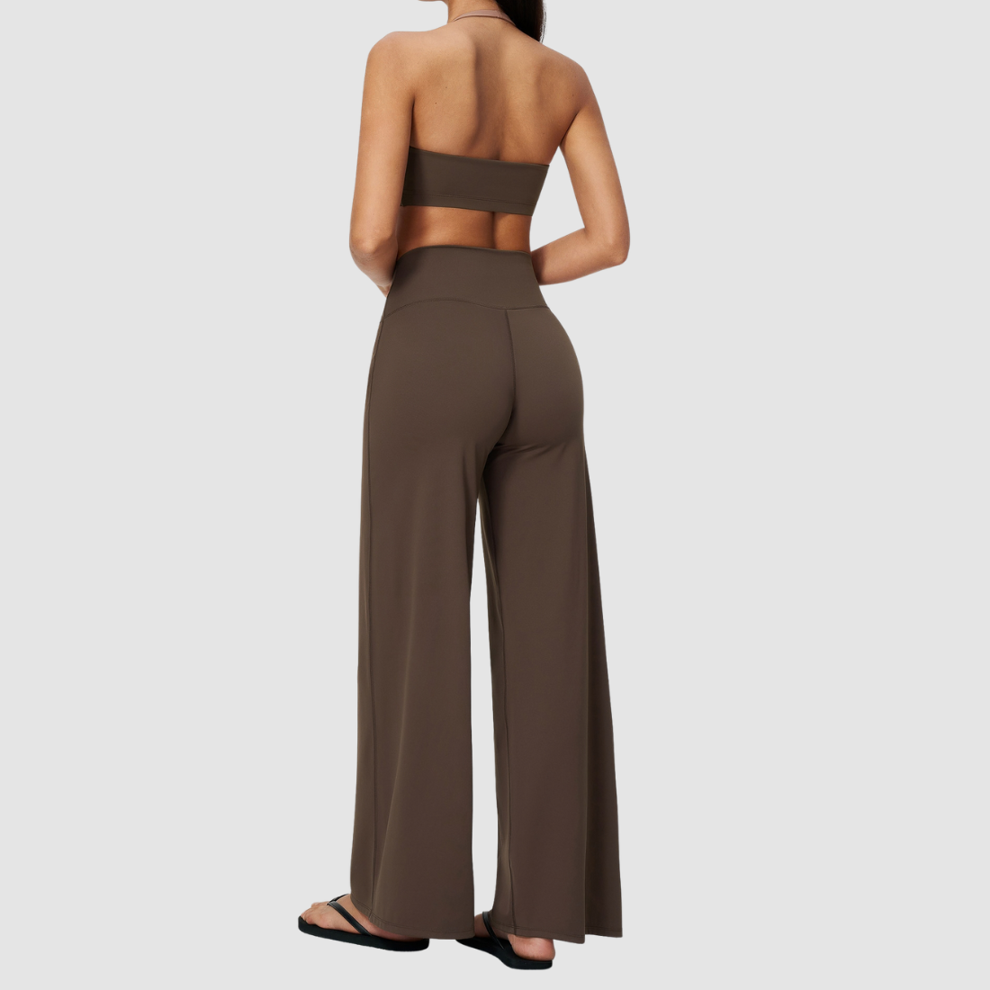 Wholesale Women's Halter Sports Bra & Wide-Leg Pants Two-Piece Set