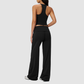 Wholesale Breathable Tank Top& Fold-up High Waist Flare Leggings Set