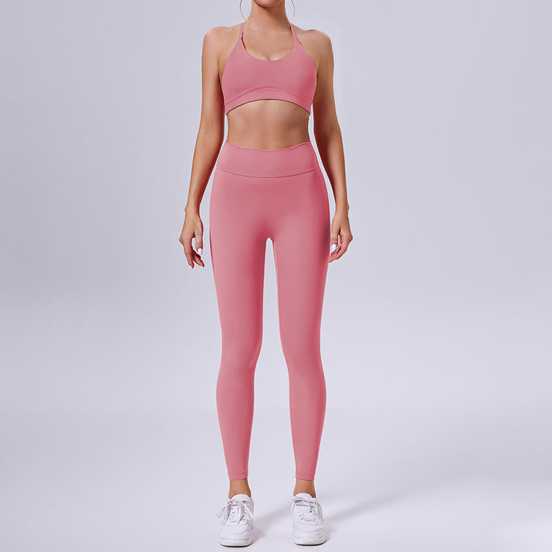 Removable padded bra + sports leggings 2-piece set