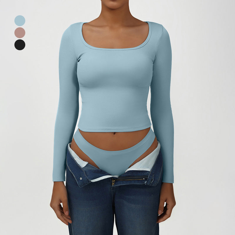Snug-Fit Square-Neck Long Sleeve