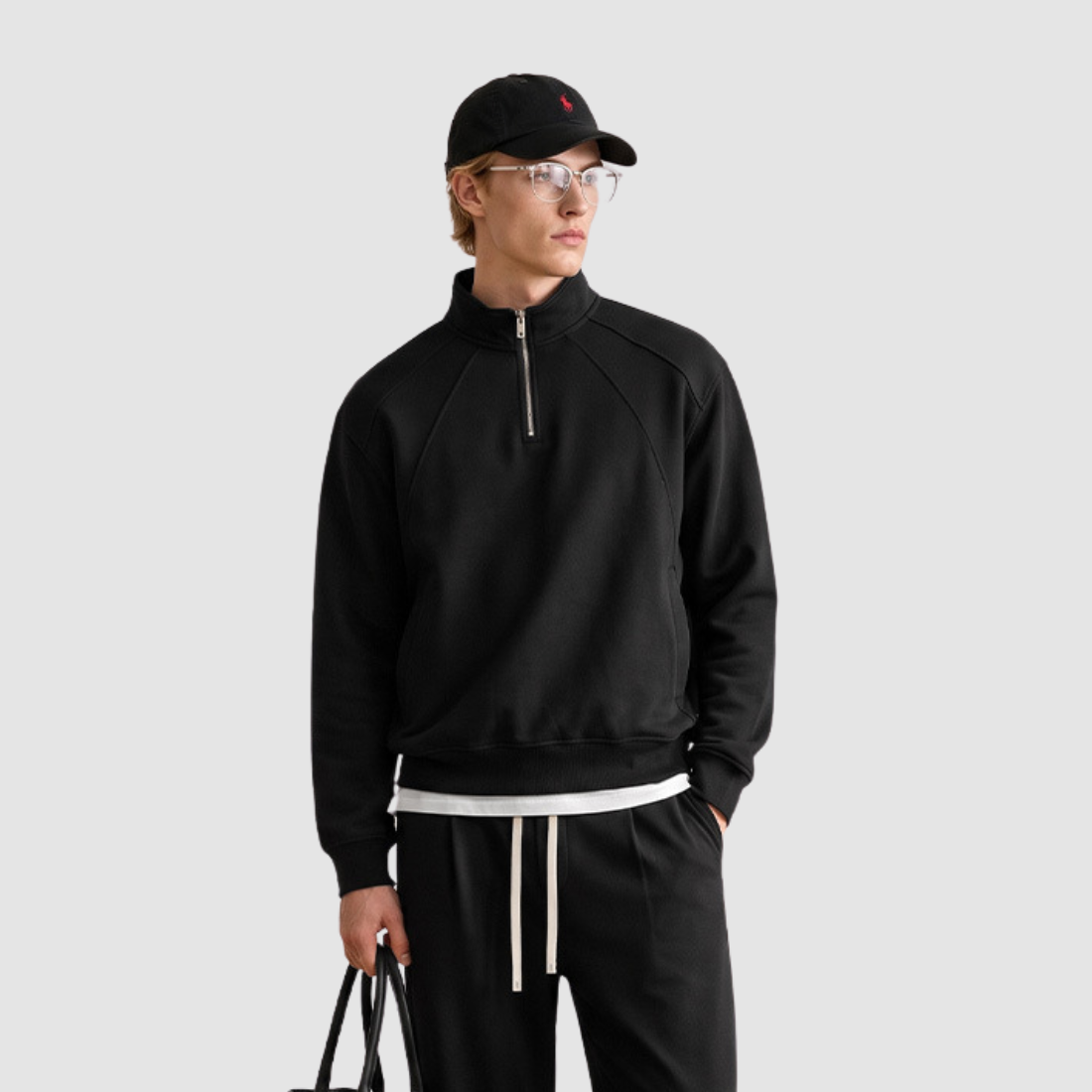 Wholesale Men’s Relaxed Half-Zip Polo Sweatshirt – Windproof Cotton Blend