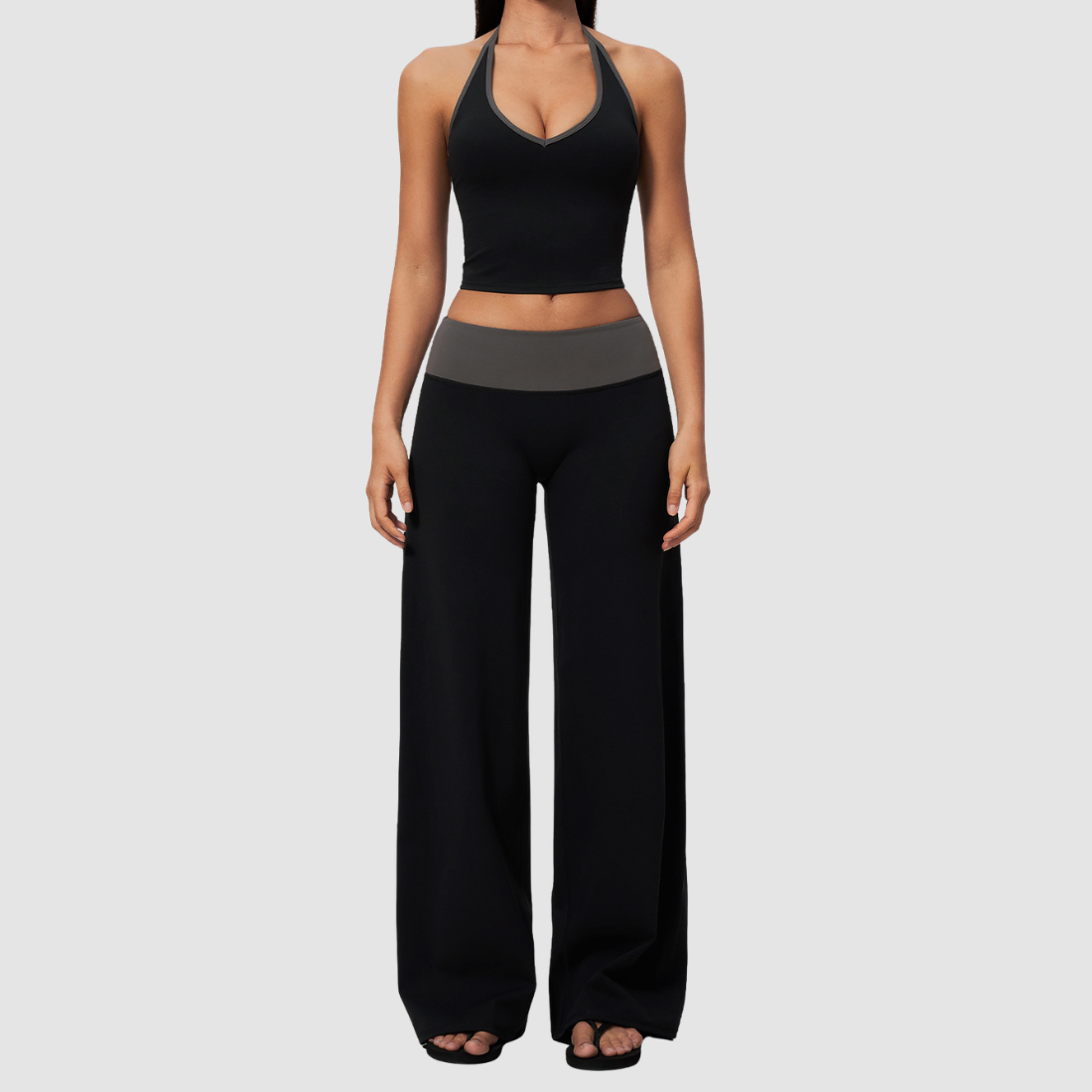 Wholesale Women’s Halter Contrast Yoga Set – Tank & Long Pants