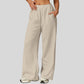 High-waisted wide-leg casual straight-leg pants