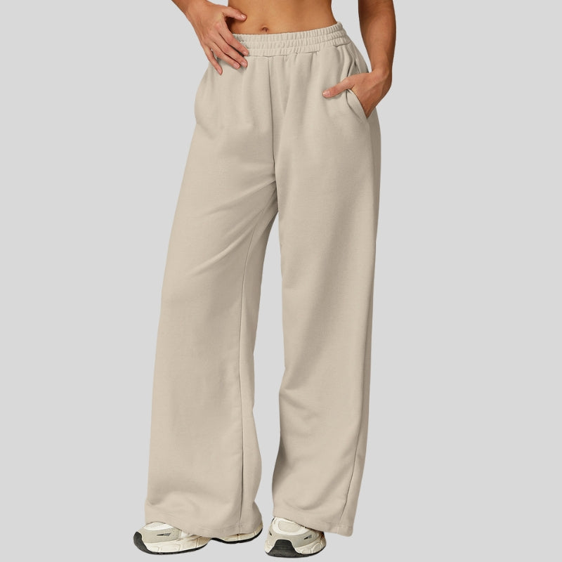 High-waisted wide-leg casual straight-leg pants