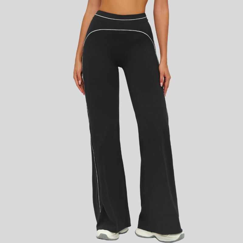 High-waisted contrasting loose wide-leg pants