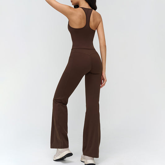 Racerback tank top + Flared pants 2-piece set