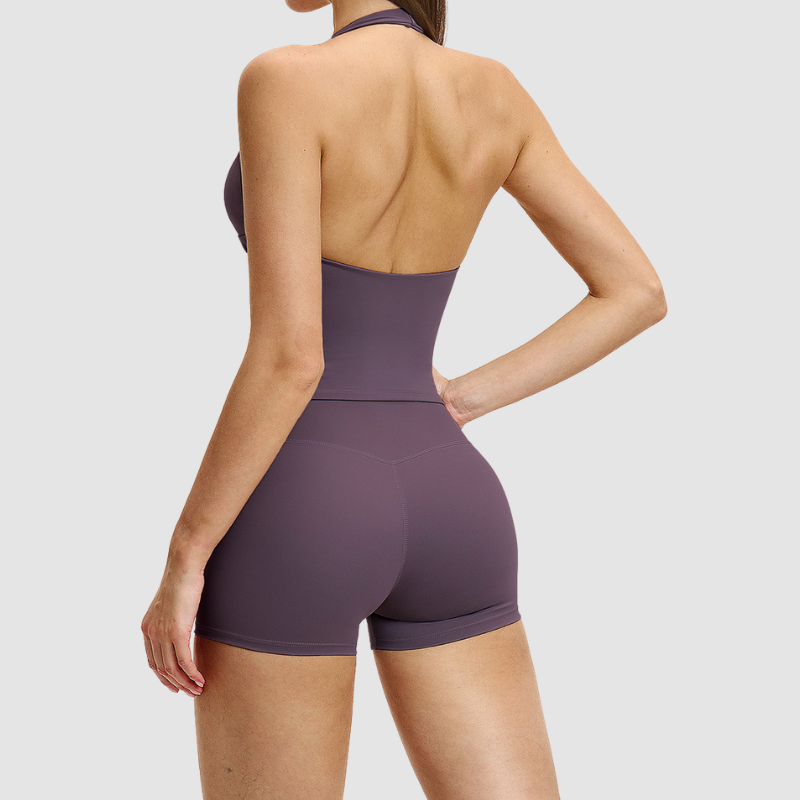 Wholesale Hanging neck back vest+shorts yoga | Wonderxfans bulk activewear