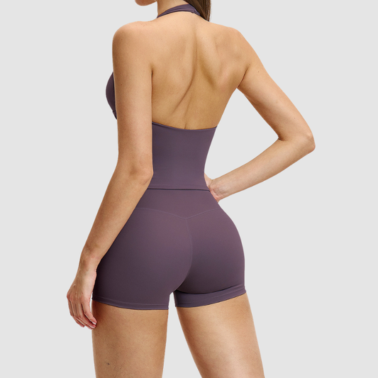 Wholesale Hanging neck back vest+shorts yoga | Wonderxfans bulk activewear