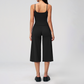 Wholesale Women's Brushed Spaghetti-Strap Tank Top & Wide-Leg Cropped Pants Set – Seam-Detail 2-Piece Yoga Set