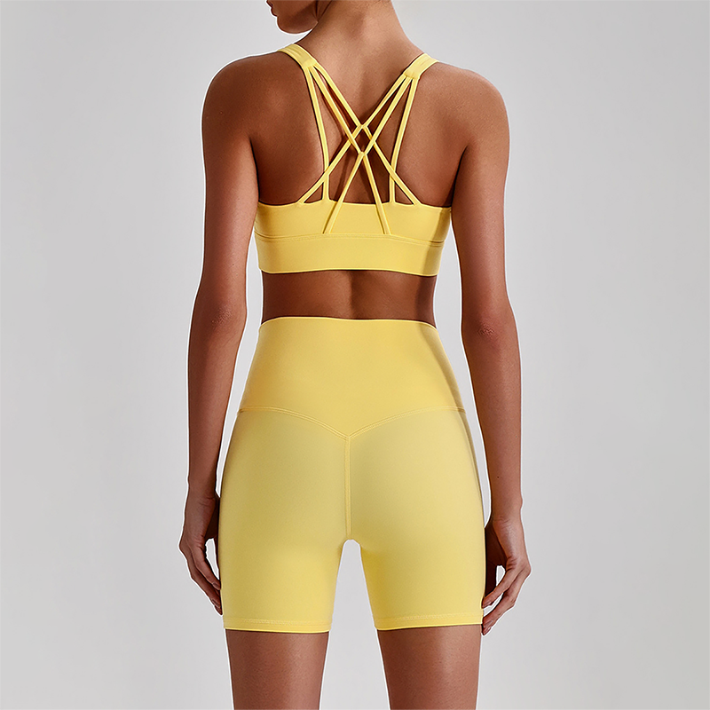 Wholesale Women's Quick-Dry Naked Feel Vest+Fitted Biker Shorts Yoga Set