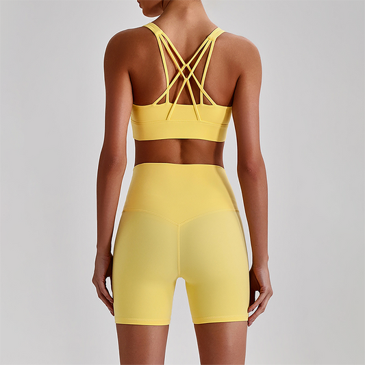 Wholesale Women's Quick-Dry Naked Feel Vest+Fitted Biker Shorts Yoga Set