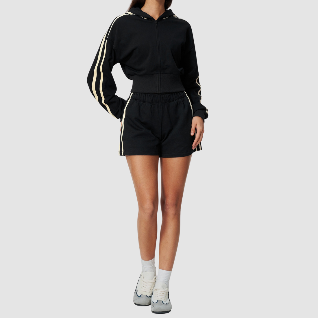 Wholesale Women's Zip Up Hoodie and Short Sweatpants Set