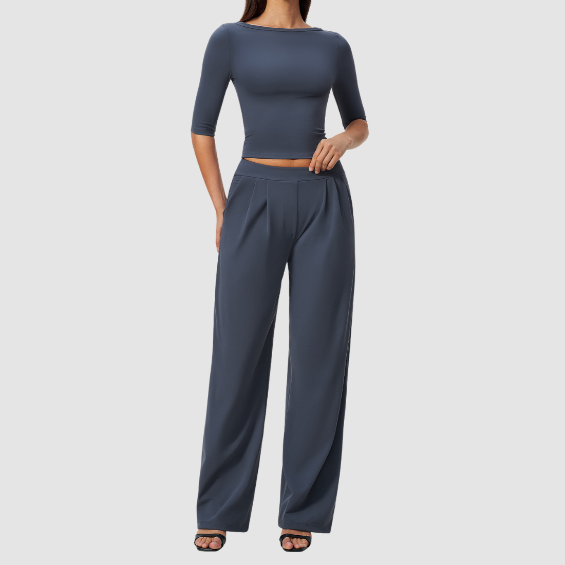 Wholesale Women’s Mid-Sleeve Top & Long Pants Yoga Set