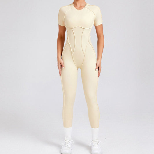 Wholesale Short-sleeved backless leggings bodysuit | Wonderxfans bulk activewear