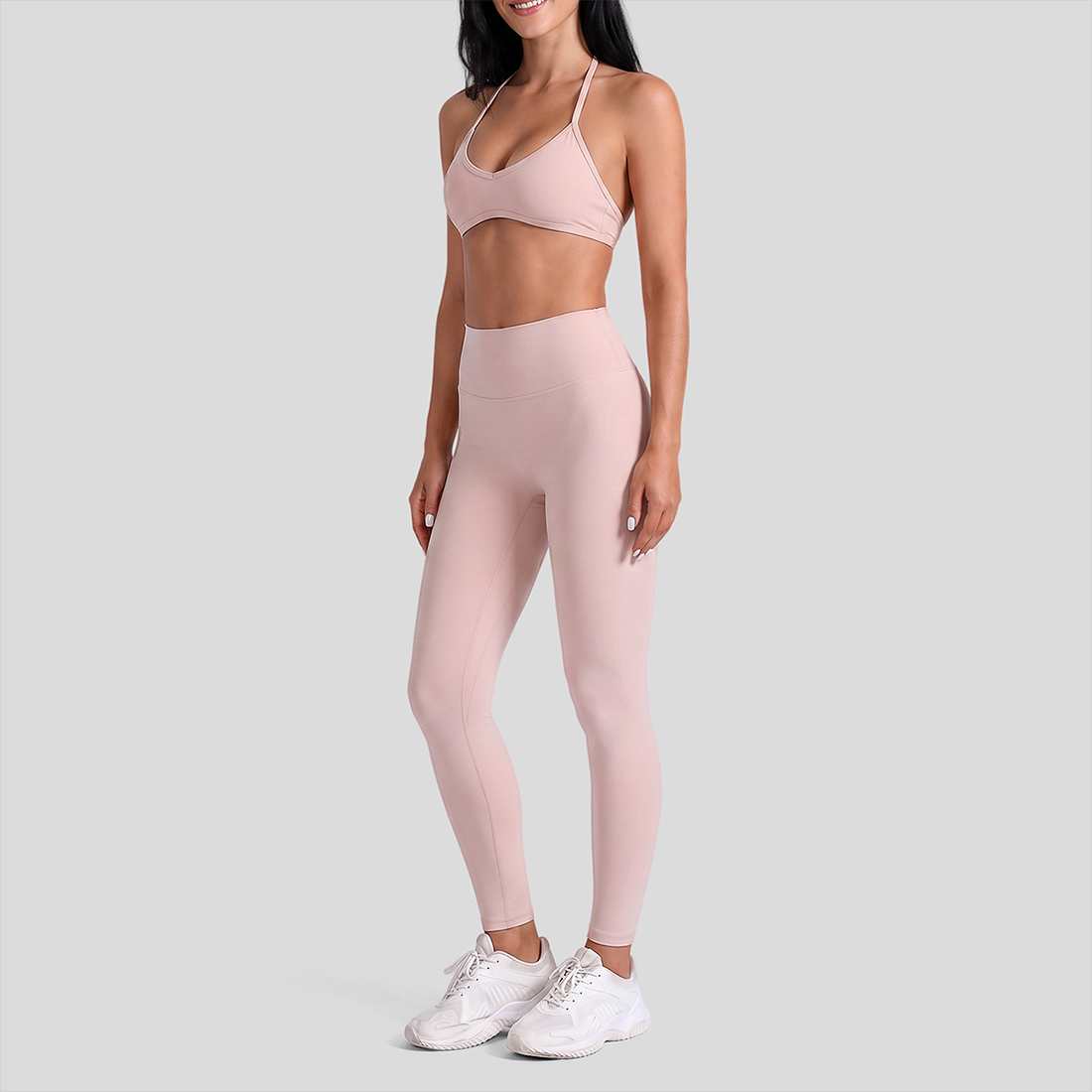 Wholesale High-Waist Yoga Leggings+Naked-Feel Bra Set