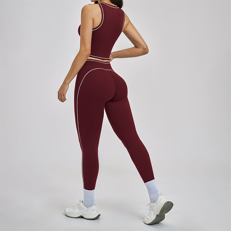 Wholesale Color Block Yoga Halter Vest + legging 2-Piece Set