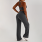 Wholesale Women's Peach Lift High Waist Flare Pants Yoga Set – Cross Back Sports Bra 0258