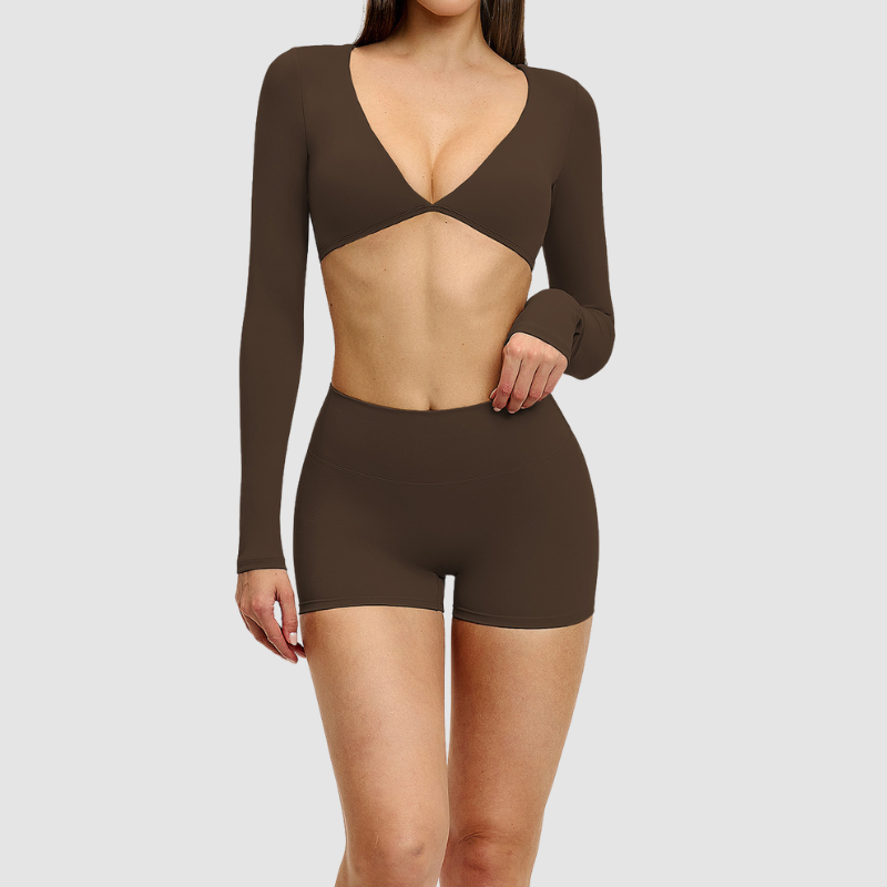 Wholesale Slim-fitting long-sleeved top + tight-fitting | Wonderxfans bulk activewear